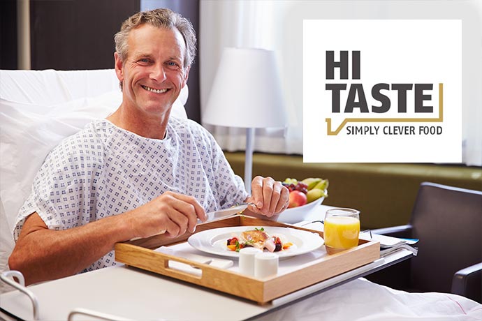 Krankenhauspatient mit Hi Taste Essen