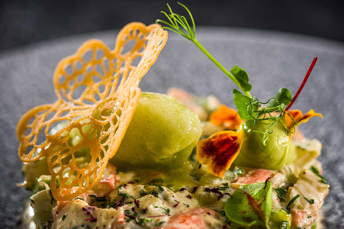 King Crab-Tatar &amp; Apfelsorbet | Rezept