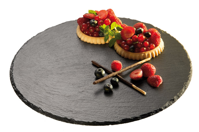 APS, Naturschieferplatte, rund, 33 cm, Materialstärke 4 - 7 mm